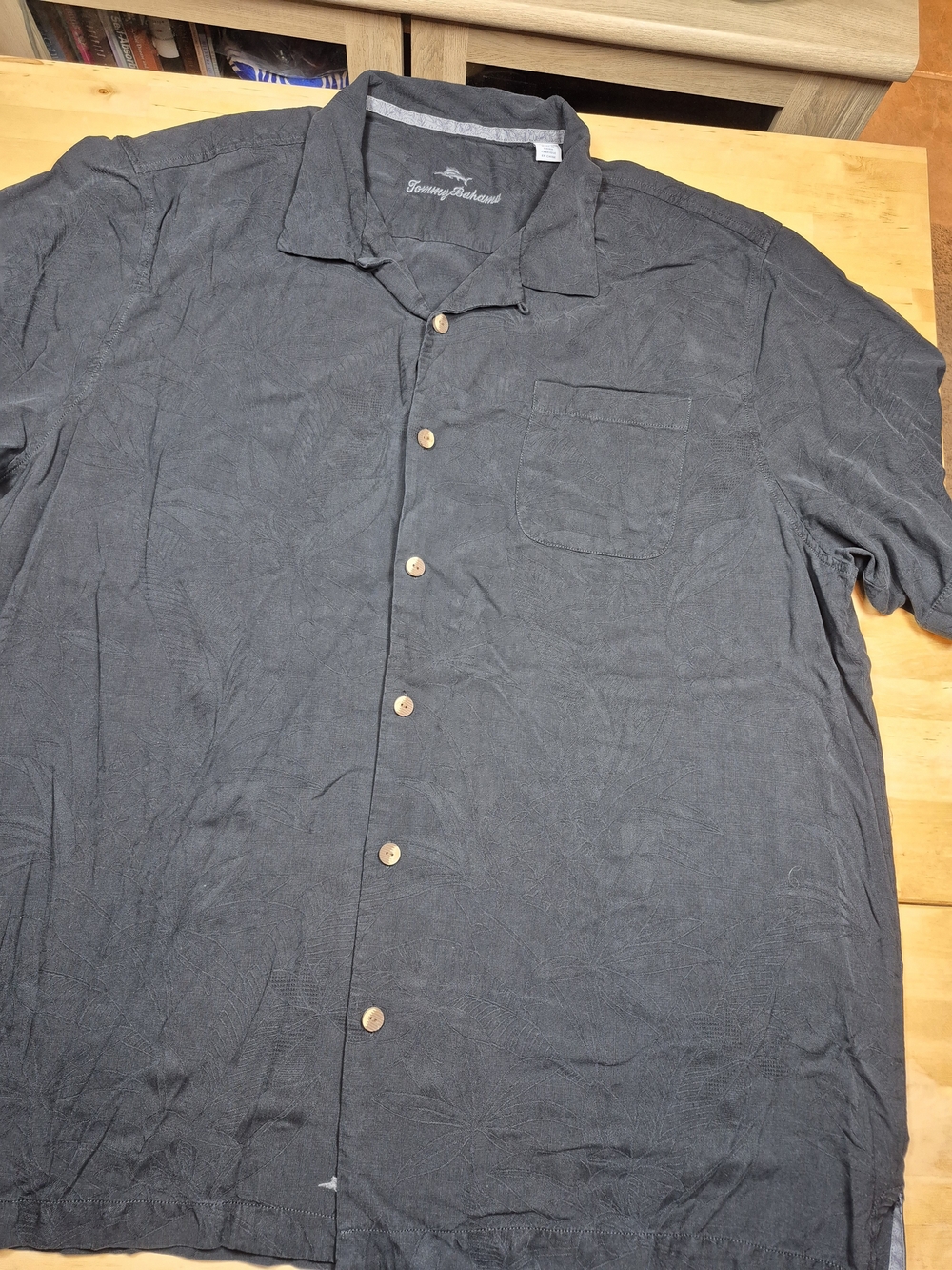 Tommy Bahama Men's Short-Sleeve Button-Up Silk Shirt - Charcoal